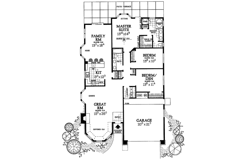 Dream House Plan - Floor Plan - Main Floor for Craftsman House Plan #72-1098 - 3 bed, 2 bath