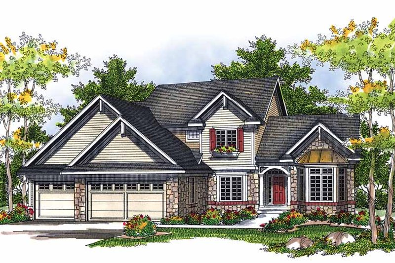 Architectural House Design - Exterior - Front Elevation 3 for European House Plan #70-1400 - 4 bed, 2.5 bath