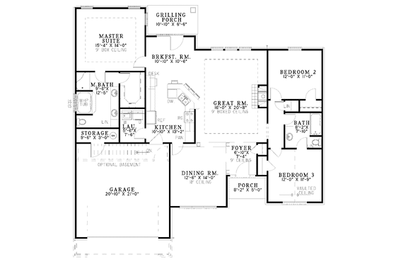 Floor Plan - Main Floor for Traditional House Plan #17-2897 - 3 bed, 2 bath