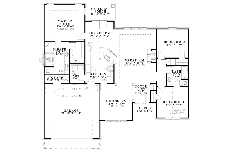 Home Plan - Floor Plan - Main Floor for Traditional House Plan #17-2897 - 3 bed, 2 bath