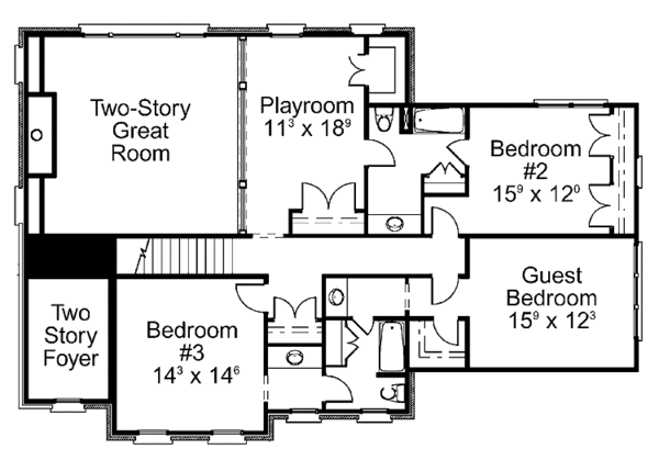 Architectural House Design - Colonial Floor Plan - Upper Floor Plan #429-408