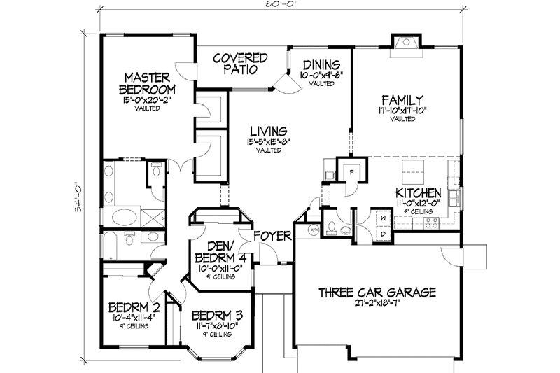 Home Plan - Floor Plan - Main Floor for Mediterranean House Plan #320-1470 - 4 bed, 2.5 bath
