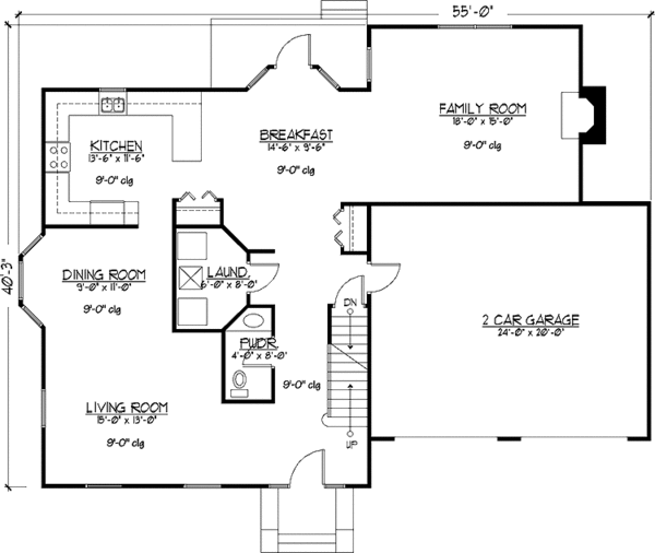 Architectural House Design - Colonial Floor Plan - Main Floor Plan #978-8
