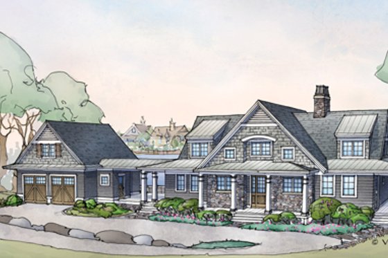 Exterior - Front Elevation 1 for Traditional House Plan #928-262 - 5 bed, 5.5 bath