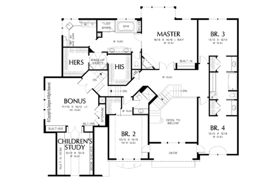 Floor Plan - Upper Floor for Craftsman House Plan #48-854 - 4 bed, 3 bath