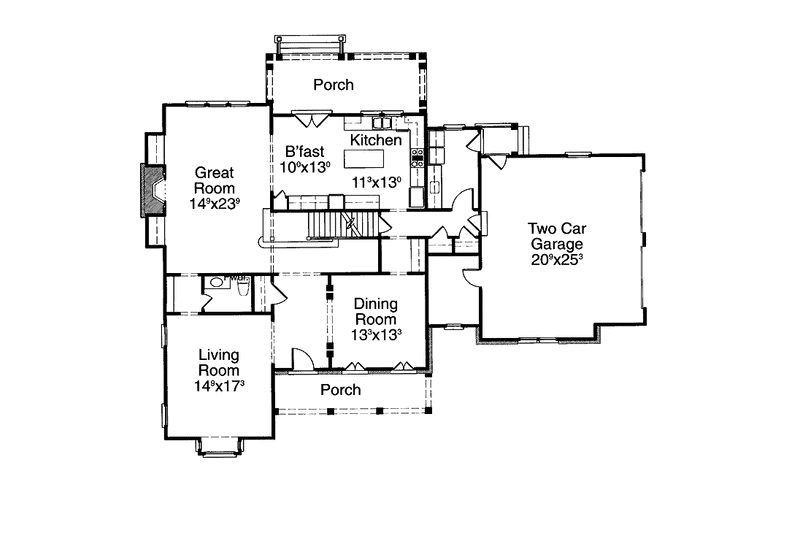 Home Plan - Floor Plan - Main Floor for Country House Plan #429-196 - 3 bed, 2.5 bath