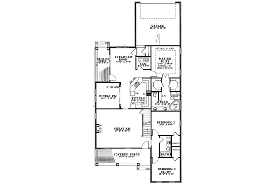 Floor Plan - Main Floor for Country House Plan #17-3226 - 3 bed, 2 bath