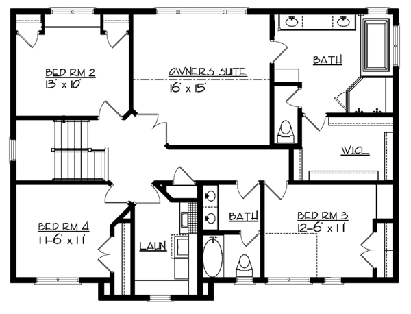 Architectural House Design - Craftsman Floor Plan - Upper Floor Plan #320-997