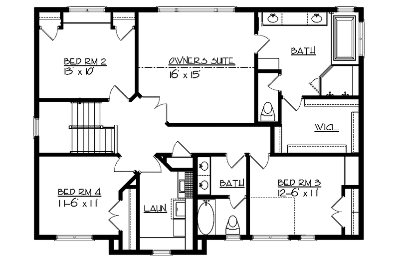 Home Plan - Floor Plan - Upper Floor for Craftsman House Plan #320-997 - 4 bed, 2.5 bath
