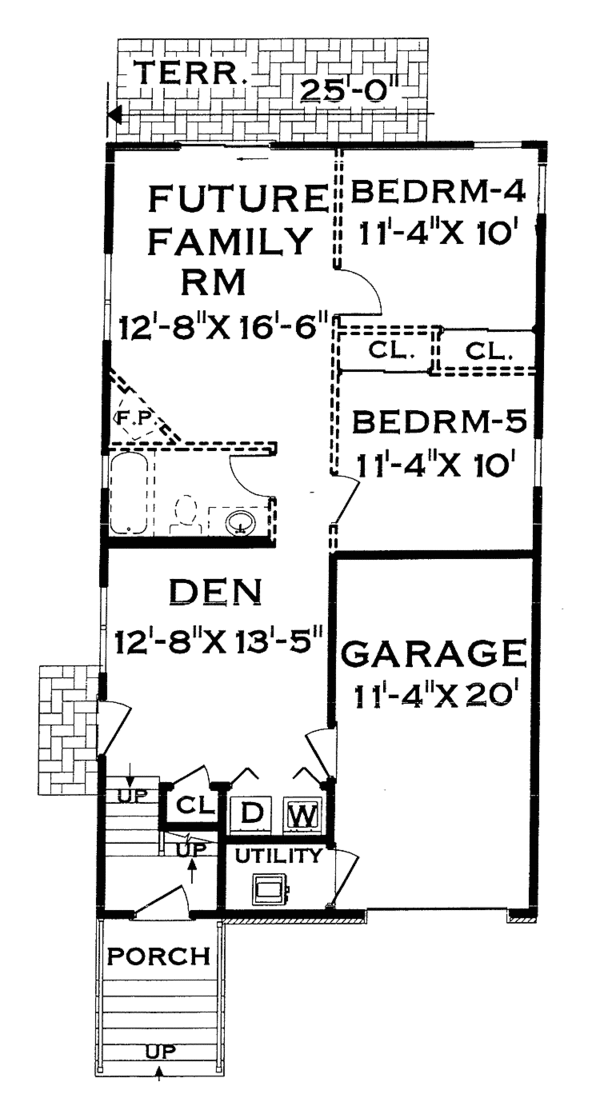 Architectural House Design - Traditional Floor Plan - Lower Floor Plan #3-270