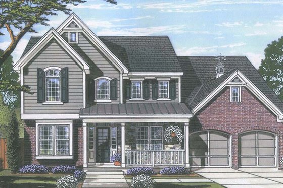 Exterior - Front Elevation 3 for Colonial House Plan #46-860 - 4 bed, 2.5 bath
