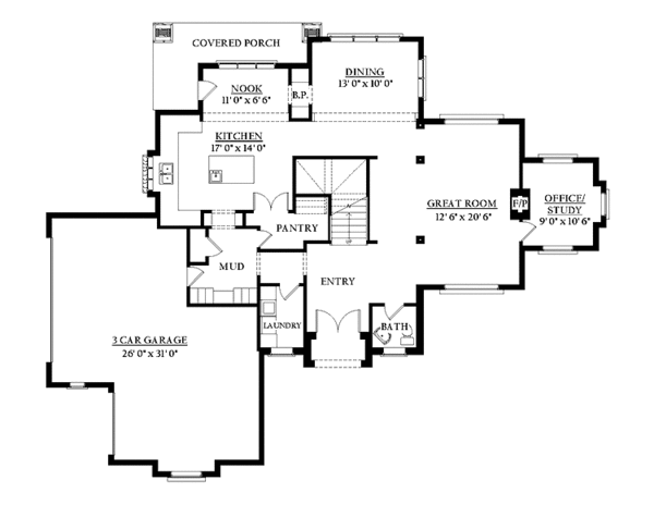 House Plan Design - Country Floor Plan - Main Floor Plan #937-3