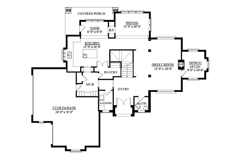 Architectural House Design - Floor Plan - Main Floor for Country House Plan #937-3 - 3 bed, 2.5 bath