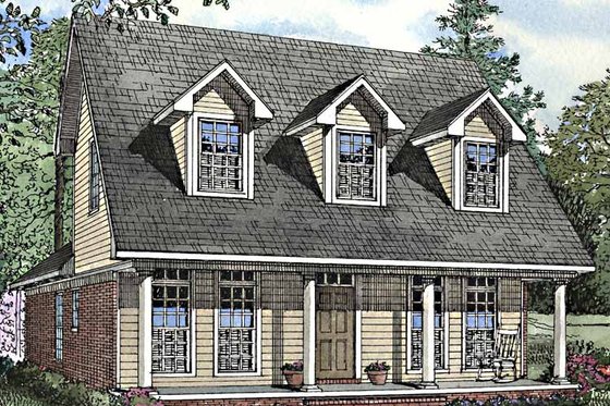 Exterior - Front Elevation 3 for Country House Plan #17-3205 - 3 bed, 2 bath