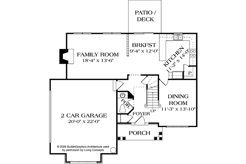 House Blueprint - Floor Plan - Main Floor for Craftsman House Plan #453-496 - 3 bed, 2.5 bath