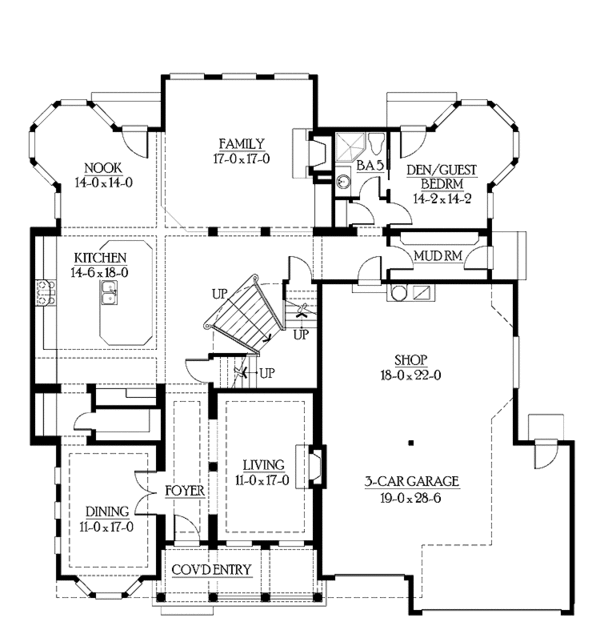 Dream House Plan - Craftsman Floor Plan - Main Floor Plan #132-513