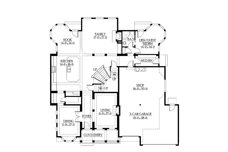Home Plan - Floor Plan - Main Floor for Craftsman House Plan #132-513 - 5 bed, 5 bath