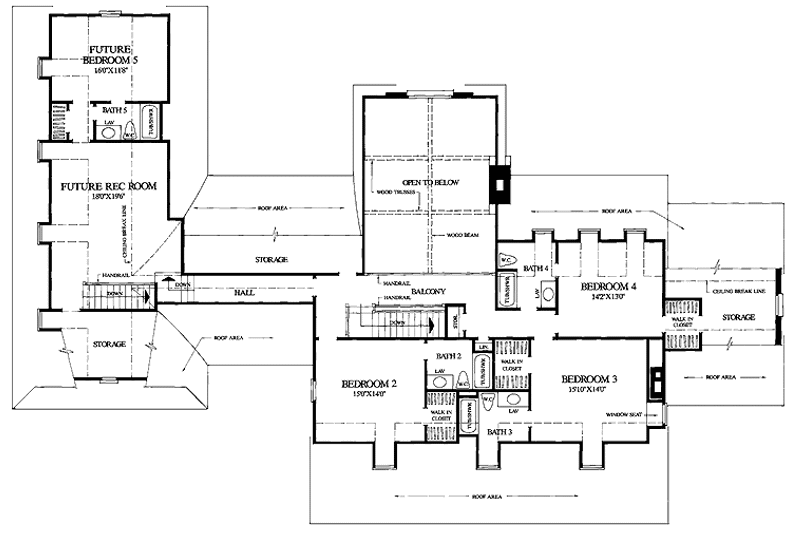 Architectural House Design - Floor Plan - Upper Floor for Colonial House Plan #137-305 - 4 bed, 4 bath