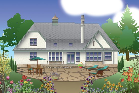 Exterior - Rear Elevation for Country House Plan #929-985 - 3 bed, 2.5 bath