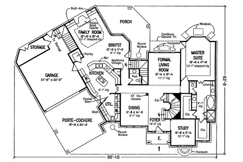 Home Plan - Floor Plan - Main Floor for Country House Plan #974-37 - 4 bed, 3.5 bath
