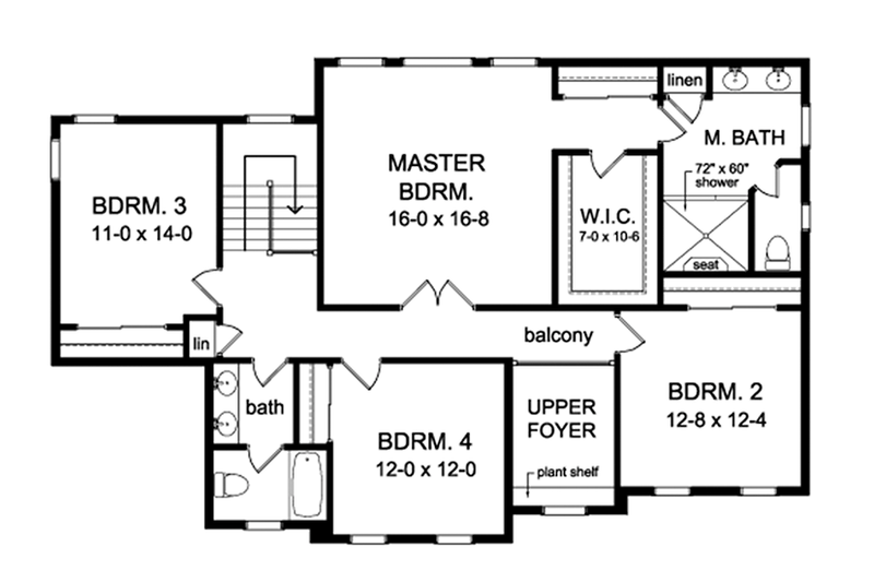 Dream House Plan - Floor Plan - Upper Floor for Colonial House Plan #1010-168 - 4 bed, 2.5 bath