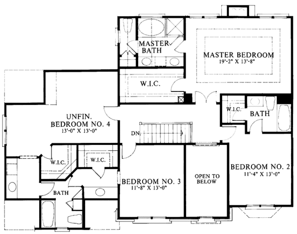 House Plan Design - Colonial Floor Plan - Upper Floor Plan #429-115