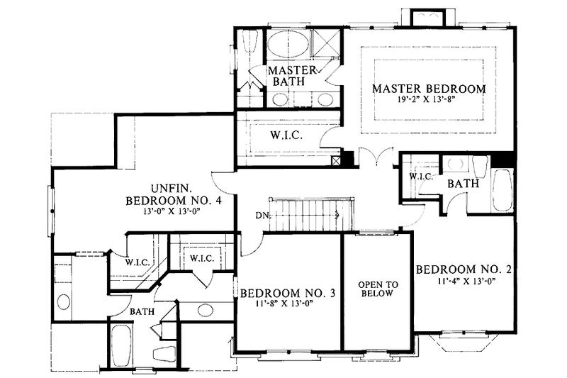 Home Plan - Floor Plan - Upper Floor for Colonial House Plan #429-115 - 3 bed, 3.5 bath