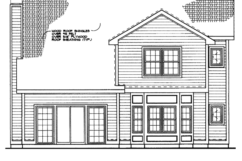 House Design - Exterior - Rear Elevation for Traditional House Plan #72-964 - 3 bed, 2.5 bath