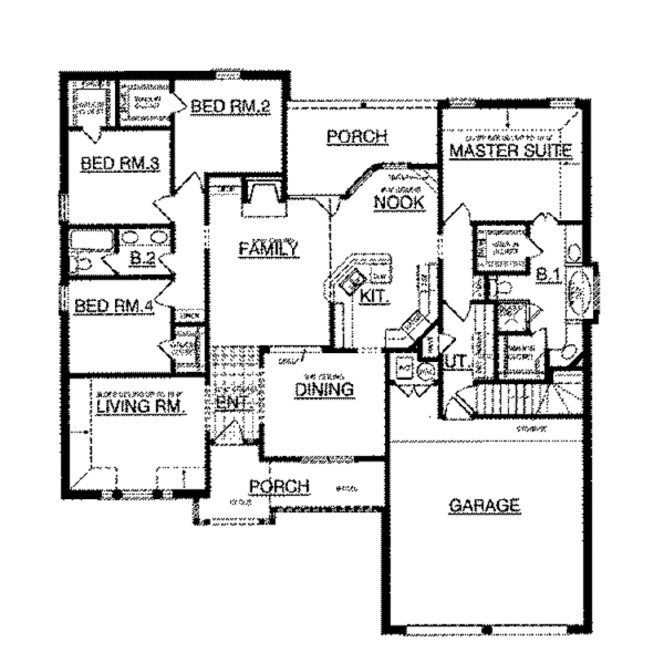 House Blueprint - Country Floor Plan - Lower Floor Plan #40-479