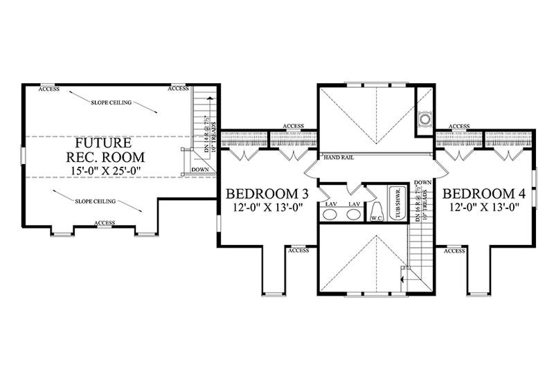 Architectural House Design - Floor Plan - Upper Floor for Country House Plan #137-366 - 4 bed, 3 bath