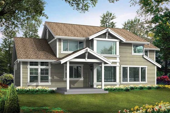 Exterior - Rear Elevation for Craftsman House Plan #132-234 - 3 bed, 2.5 bath