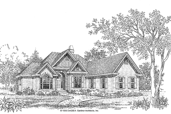Exterior - Front Elevation 3 for Ranch House Plan #929-166 - 3 bed, 2 bath