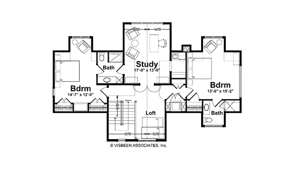 Floor Plan - Upper Floor for Craftsman House Plan #928-170 - 3 bed, 4 bath