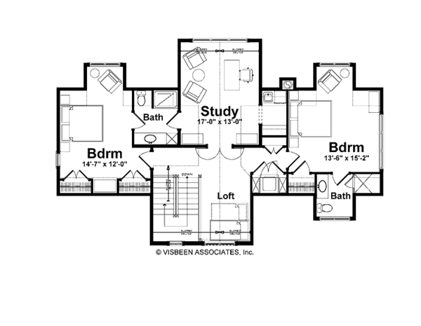 Craftsman Floor Plan - Upper Floor Plan #928-170