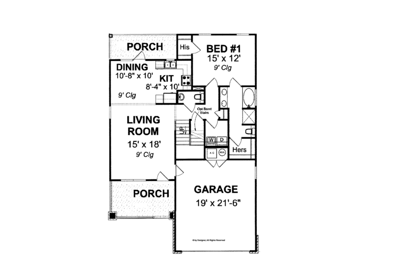 Home Plan - Floor Plan - Main Floor for Craftsman House Plan #513-2105 - 3 bed, 2.5 bath