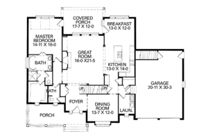 Floor Plan - Main Floor for Country House Plan #46-777 - 4 bed, 2.5 bath