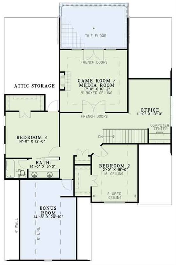 Architectural House Design - Tudor Floor Plan - Upper Floor Plan #17-3405