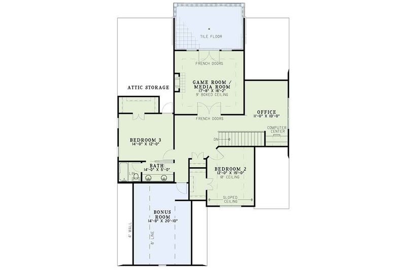 Architectural House Design - Floor Plan - Upper Floor for Tudor House Plan #17-3405 - 4 bed, 3 bath