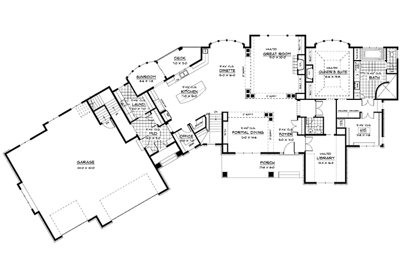 Home Plan - Floor Plan - Main Floor for Ranch House Plan #51-688 - 4 bed, 3.5 bath