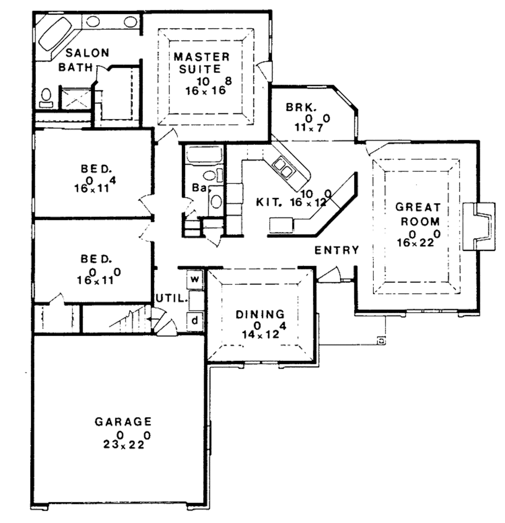 Ranch Style House Plan 3 Beds 2 Baths 2000 Sq/Ft Plan