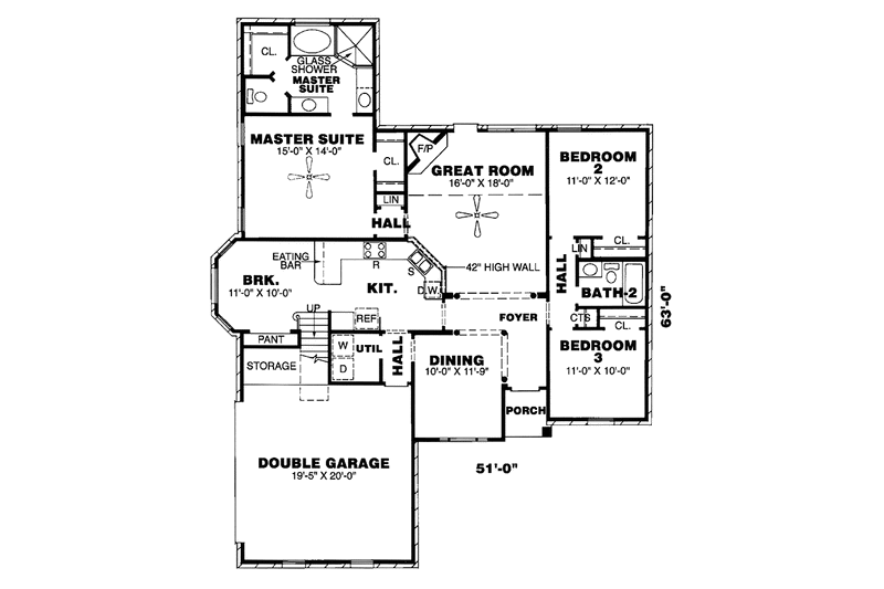 Dream House Plan - Floor Plan - Main Floor for European House Plan #34-261 - 3 bed, 2 bath