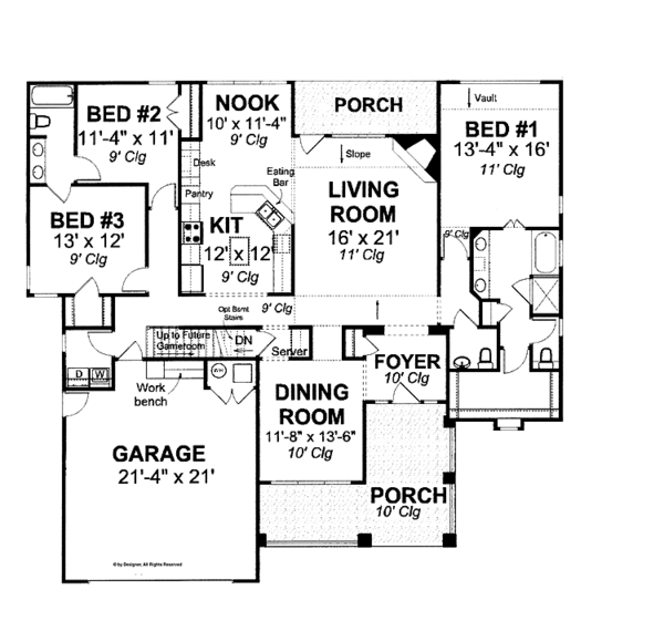 Home Plan - Craftsman Floor Plan - Main Floor Plan #513-2104