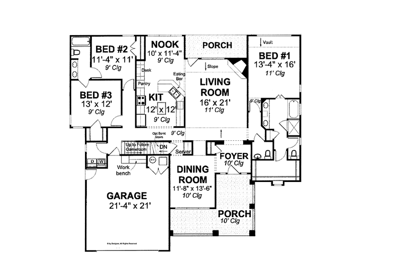 Dream House Plan - Floor Plan - Main Floor for Craftsman House Plan #513-2104 - 3 bed, 2.5 bath