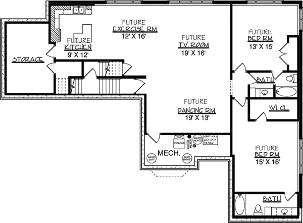 Dream House Plan - European Floor Plan - Lower Floor Plan #320-1493