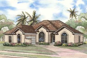 Dream House Plan - Exterior - Front Elevation for Mediterranean House Plan #17-3368 - 4 bed, 2 bath