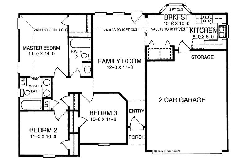 Dream House Plan - Floor Plan - Main Floor for Ranch House Plan #952-166 - 3 bed, 2 bath