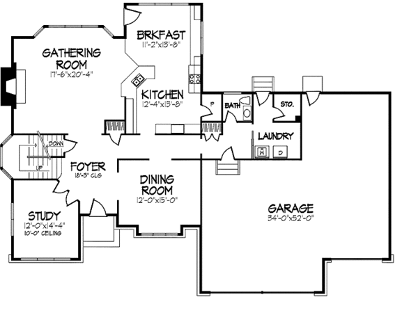 House Plan Design - Tudor Floor Plan - Main Floor Plan #320-866