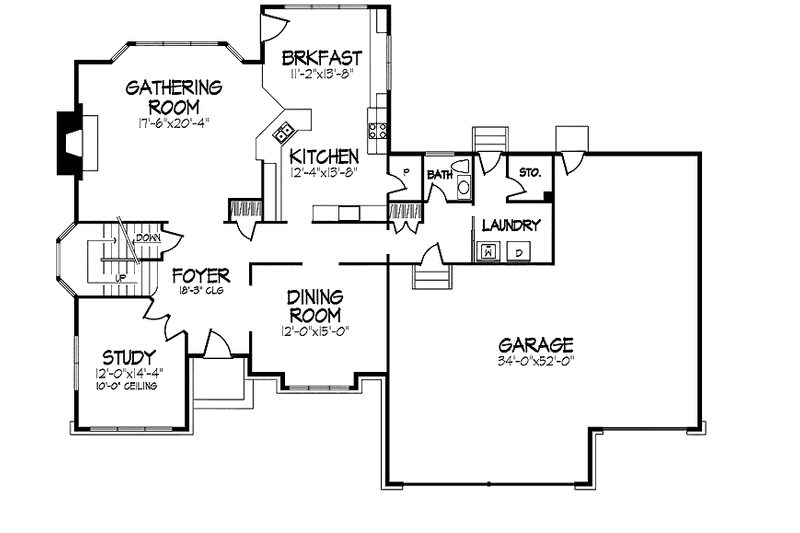 House Plan Design - Floor Plan - Main Floor for Tudor House Plan #320-866 - 3 bed, 2.5 bath