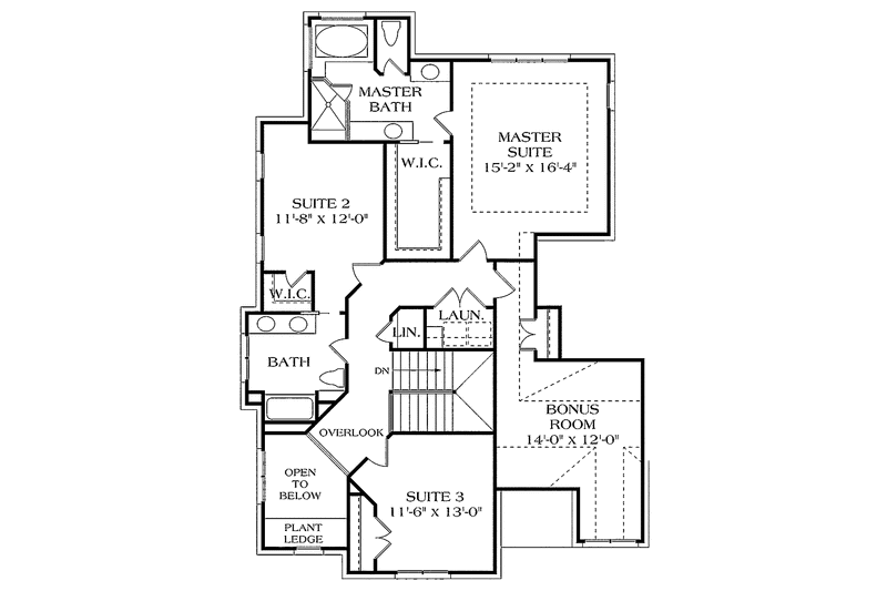 House Blueprint - Floor Plan - Upper Floor for Colonial House Plan #453-271 - 3 bed, 2.5 bath