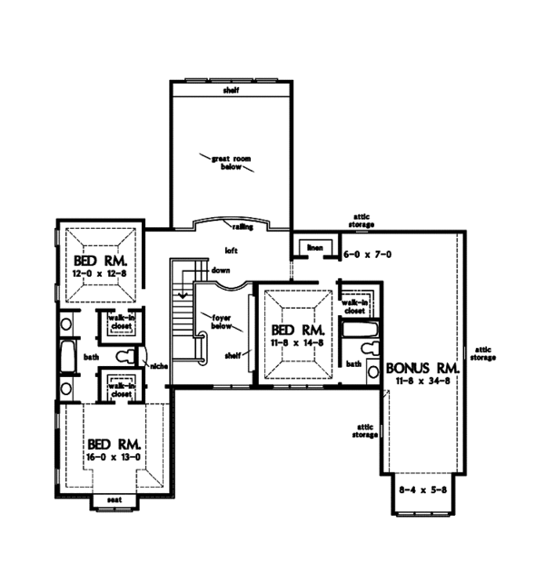 Architectural House Design - European Floor Plan - Upper Floor Plan #929-868